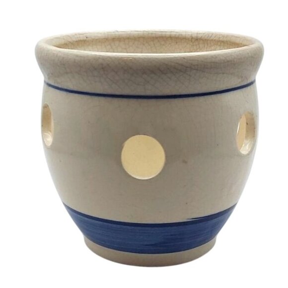 Vintage Delft Blue Holland Hand-Painted Ceramic Bulb Planter Windmill Sailboat - Picture 3 of 6